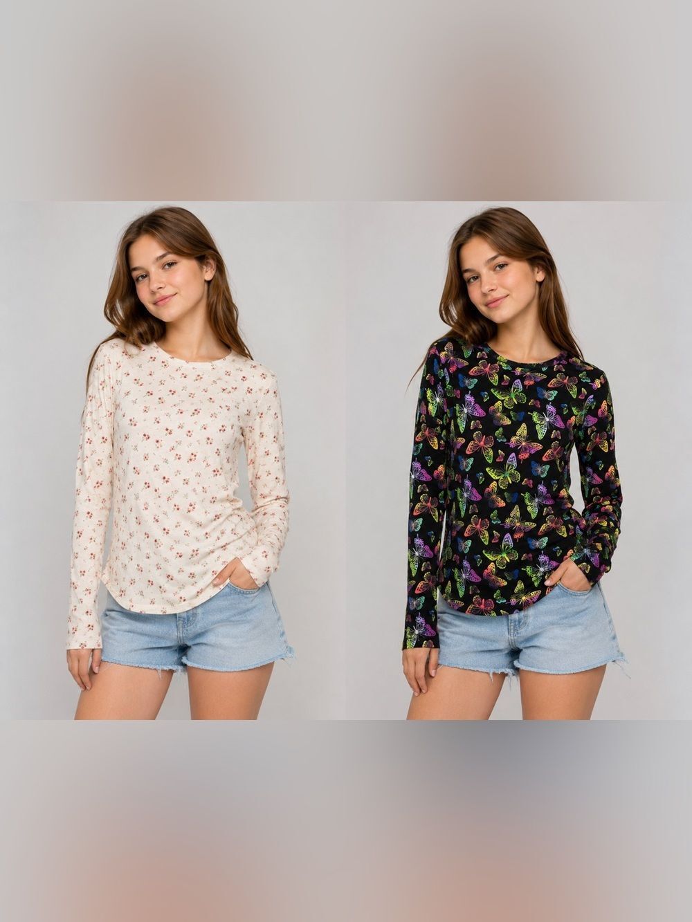 NOBO Lot of 2 Long Sleeve Tops Size Youth XXL (19)